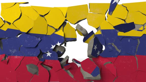 Destroying Wall with Painted Flag of Venezuela alt