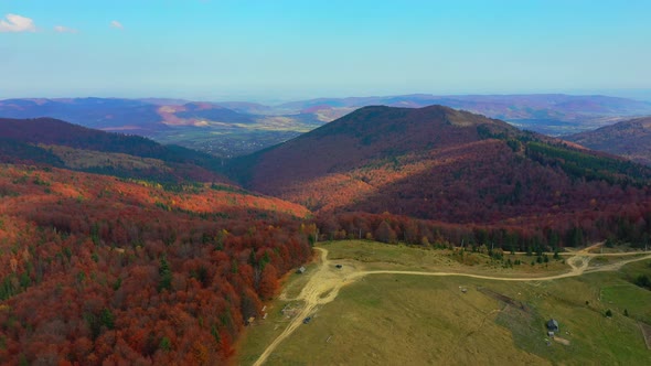 Aerial Drone Video Flying Over Carpathians Mountains, Ukraine, Europe