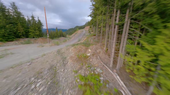 Service Road On Coastal Forest Mountains By The Mamquam River Near Squamish And Whistler In British