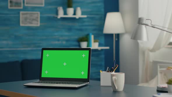Laptop Computer with Mock Up Green Screen Chroma Key Display