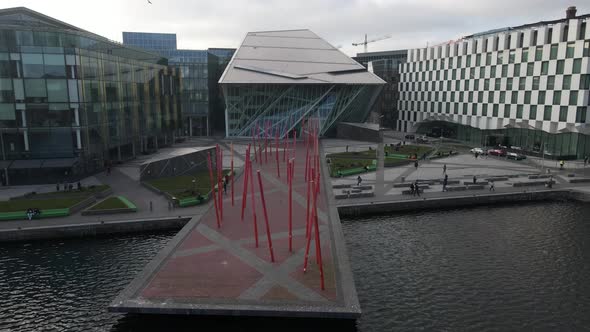 Drone shot of the Bord Gais Theatre in Dublin City Centre.