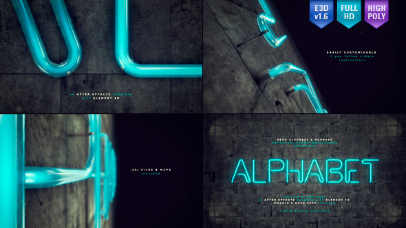 Neon Alphabet & Numbers