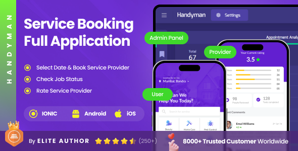 2 Apps | Home Services Booking Full Application | Service Provider Appointment App | Handyman
