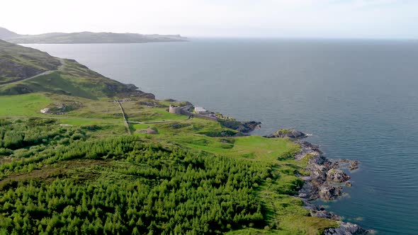 Aerial View of Lough Swilly and Knockalla Fort in County Donegal  Ireland