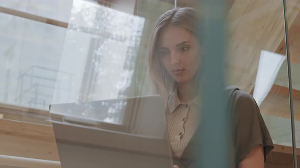 Young Female Freelancer Working on Laptop