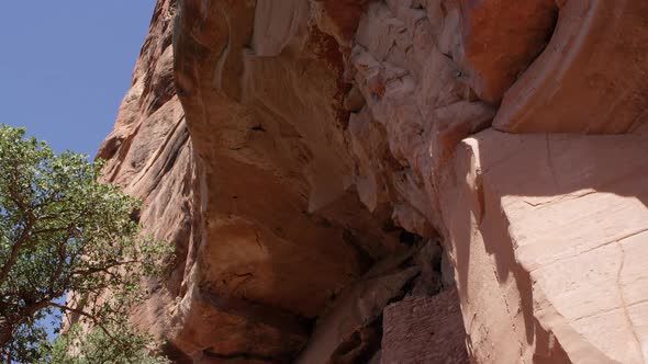 Panning down cliff viewing Palatki Indian  Runis