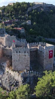 Vertical Video Alanya Castle  Alanya Kalesi Aerial View