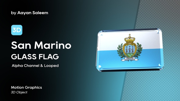 San Marino Flag 3D Glass Badge