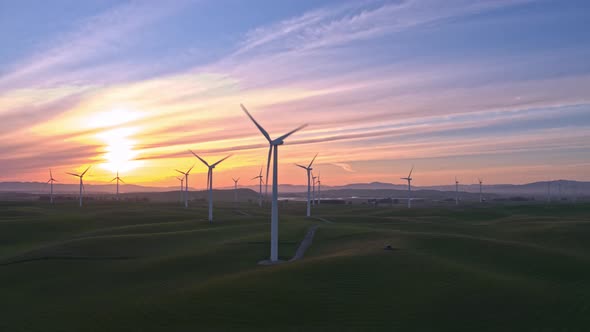 Wind Farm in the Setting Sun