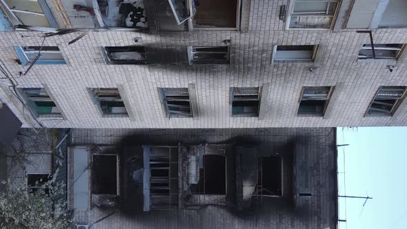 Vertical Video of a Destroyed Building in Borodyanka Ukraine