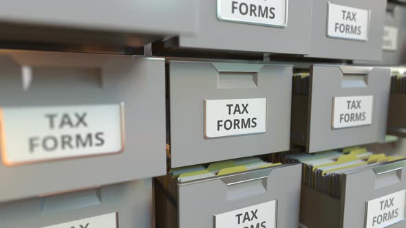 File Cabinet with TAX FORMS Text