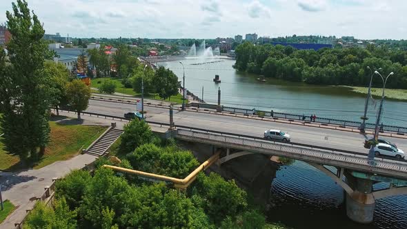 City river landscape. Skyline of urban architectural landscape