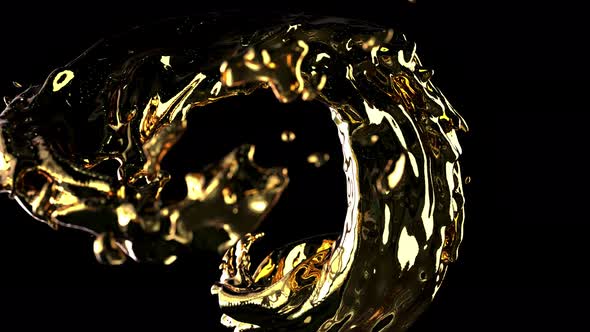 Animation of liquid gold flowing on black background