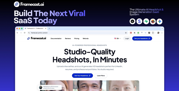 Framecast AI - AI Headshot Generator, Avatar Maker, Image Generator SaaS System