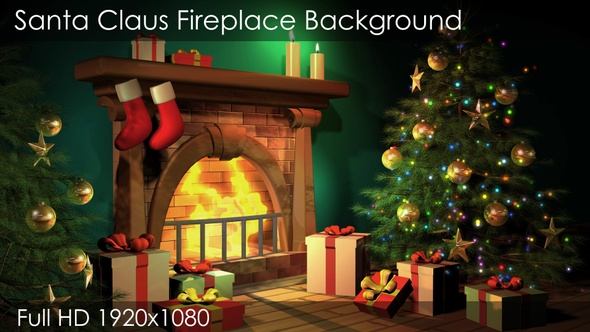 Santa Christmas Fireplace with Flashing lights