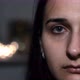 Slow motion portrait of a young female victim of domestic violence. Abrasions on the face - VideoHive Item for Sale