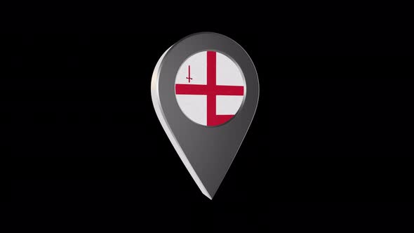 3d Animation Map Navigation Pointer With Flag Of London (United Kingdom) With Alpha Channel - 4K