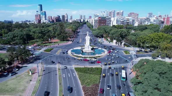 Carta Magna Roundabout Buenos Aires Argentina. Panorama landscape of tourism landmark downtown of ca