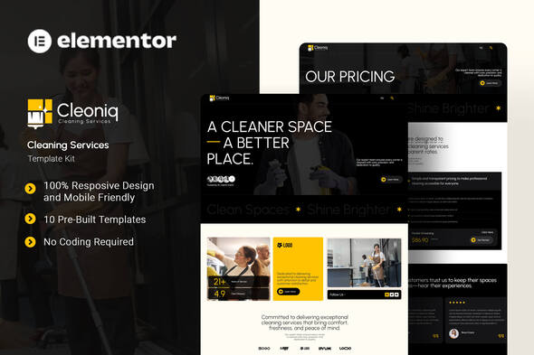 Cleoniq - Cleaning Services Elementor Template Kit