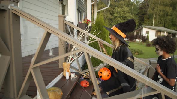 Group of Kids Trick of Treating