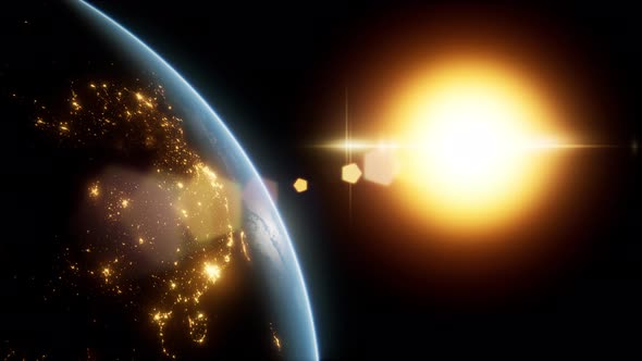 Amazing Sunrise Over The Earth. View Of Planet Earth From Space alt