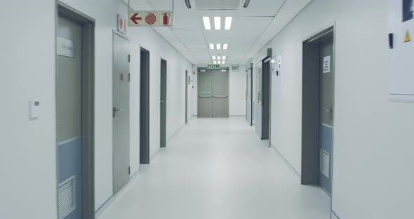 Empty hospital corridor 4k