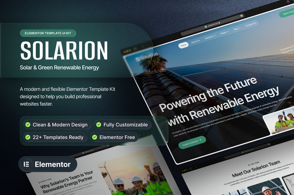 Solarion - Solar & Green Renewable Energy Elementor Template Kit