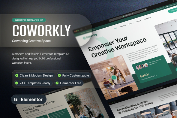 Coworkly - Coworking Creative Space Elementor Template Kit