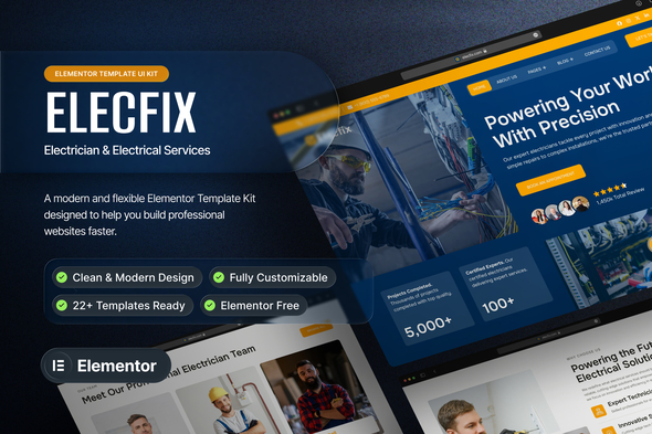 Elecfix - Electrician & Electrical Services Elementor Template Kit