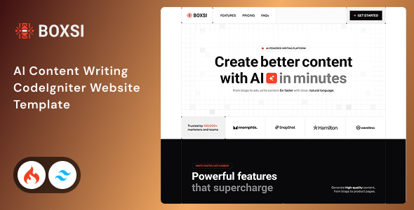 Boxsi - AI Content Writing CodeIgniter 4 & Tailwind CSS 4 Website Template