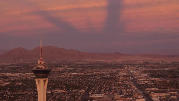 Aerial view of Las Vegas during an amazing sunset