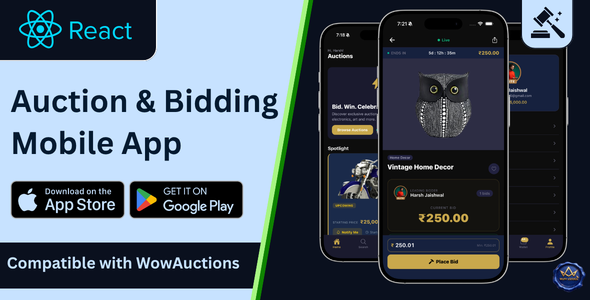 WooAuction - React Native Mobile App for WooCommerce Auctions with Live Bidding & Wallet
