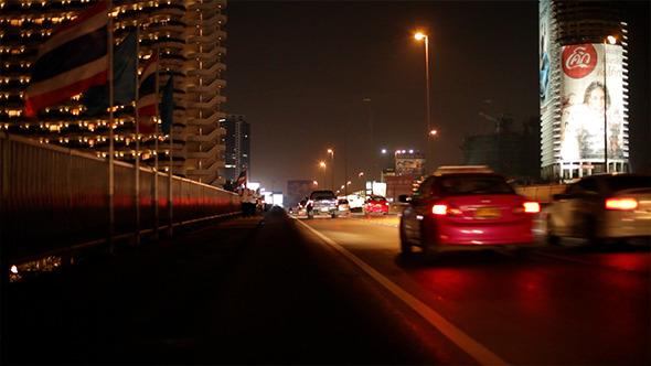 Nightime Traffic Bangkok, Thailand 2