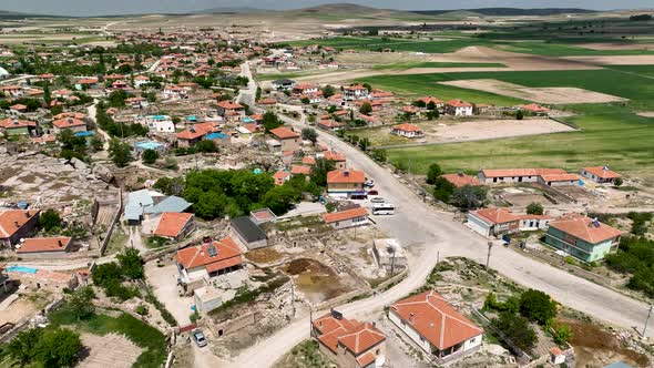 Small farming village in Turkey aerial view 4 K