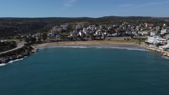 Drone View From the Sea Towards the Beach