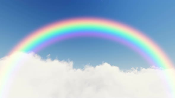 White Clouds Move From Right to Left Against the Background of the White Sky Rainbow alt