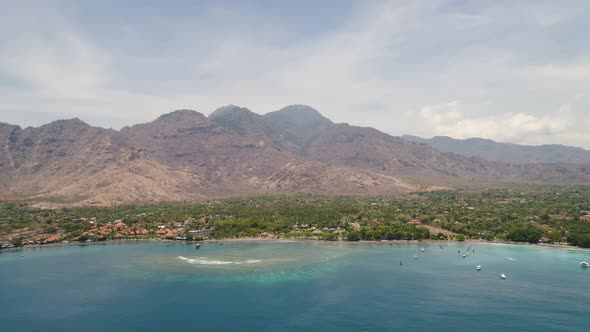 Tropical Landscape With, Mountains, Beach