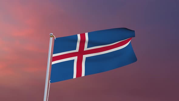 Flag Of Iceland Waving 4k