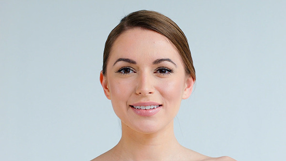 Cute Girl Touching Her Cheek While Posing Isolated alt