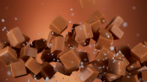 Super Slow Motion Shot of Salted Caramel Explosion at 1000Fps