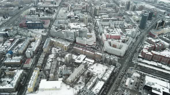 A Winter City with Long Streets