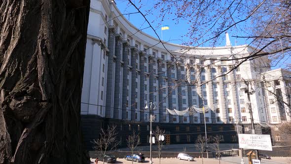 Government Building of Ukraine in Kyiv  Cabinet of Ministers Slow Motion