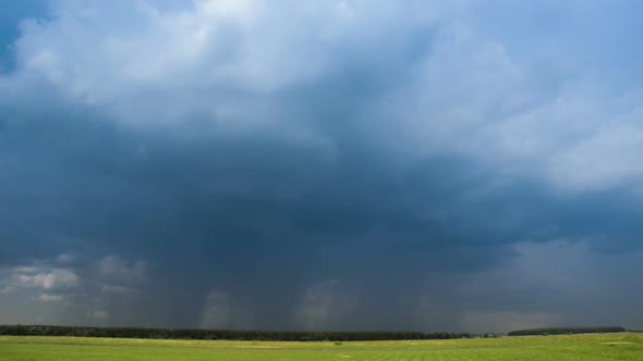 Rainy Clouds in Sky Before Thunderstorm Time-Lapse. Beautiful Stormy Landscape