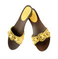 Snake leather wooden wedge yellow sandals - PhotoDune Item for Sale