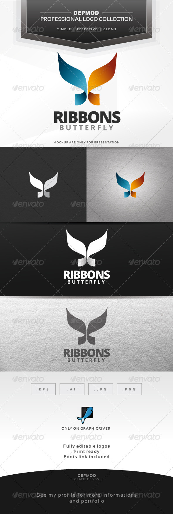 Ribbons Butterfly Logo