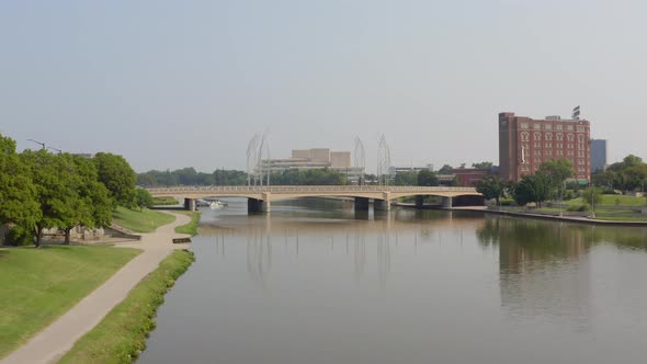 Flying towards the West Douglas Ave Bridge in Wichita