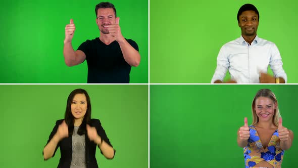  Compilation (Montage) - People Show Thumbs on Agreement - Green Screen Studio