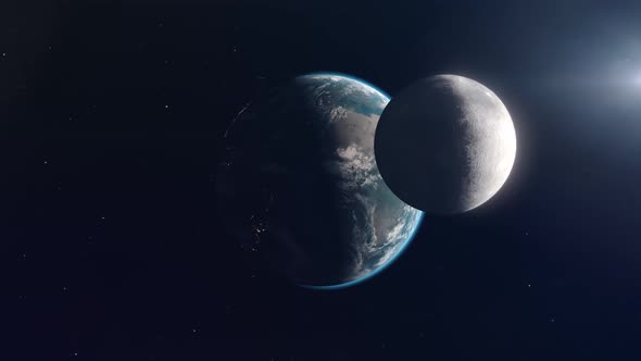 Planet Earth and the Moon Establishing Shot alt
