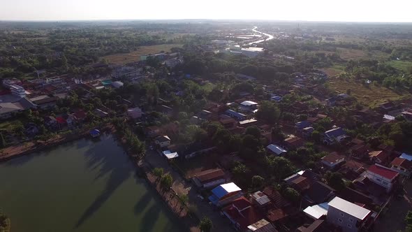 Aerial Shot of Sakonnakon Province, ThailandSakonnakon Lake, Landmark