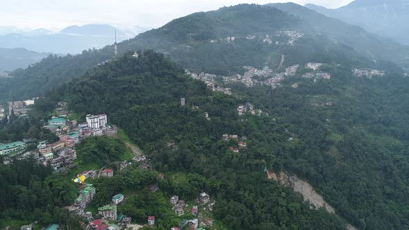 City of Gangtok in Sikkim India seen from the sky